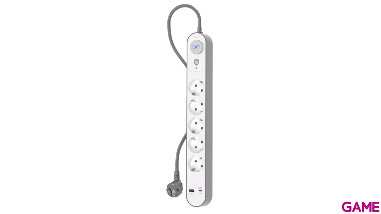 Force Power Lite Multi Surge protector 5 socket USB A+C - Regleta-2